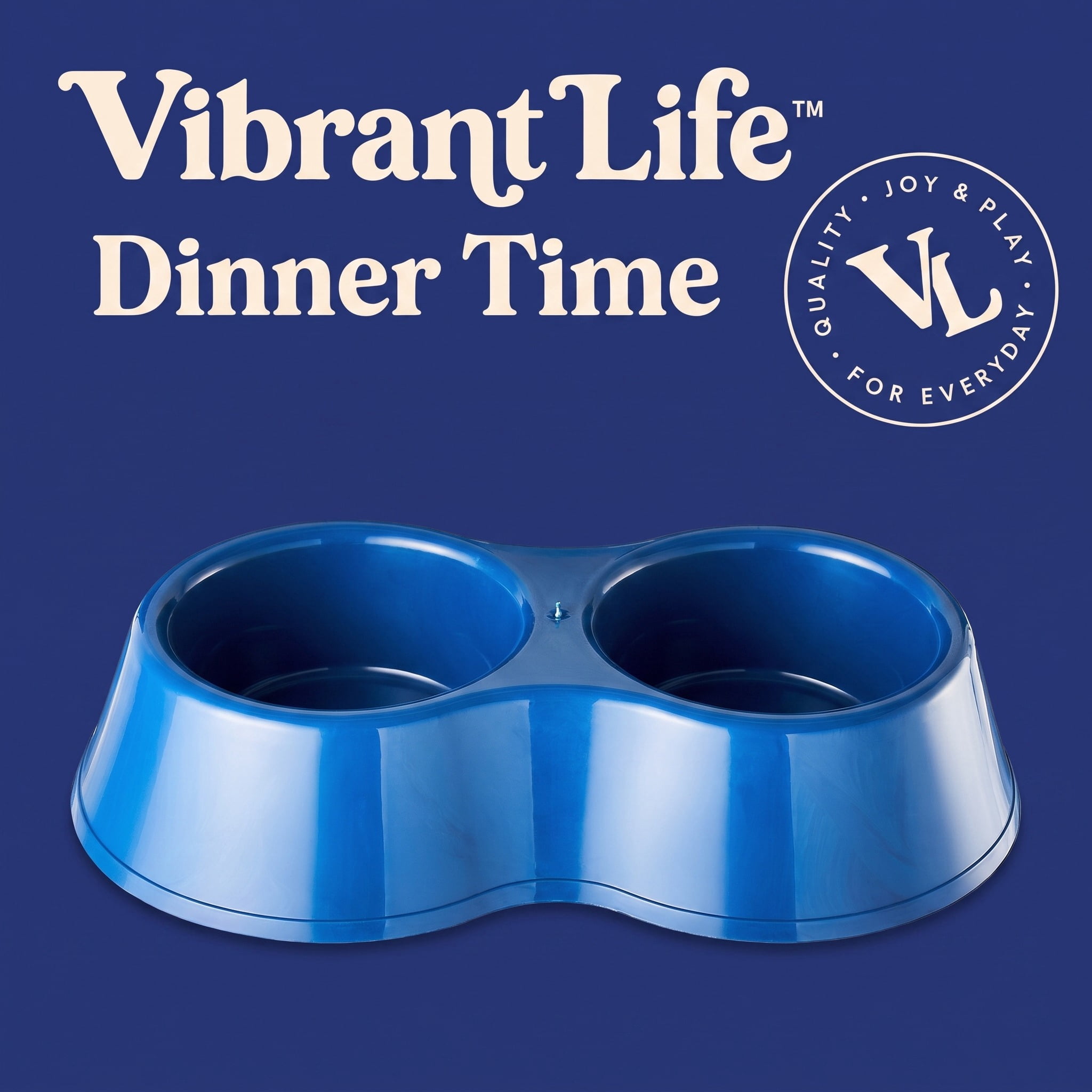 Vibrant Life Medium 6.25-Cup Double Diner Pet Bowl, Blue