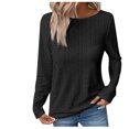 thumbnail image 2 of Itsame Blouses for Women, Plus Size Long Sleeve Solid Color Daily Casual Basic Tops Black XL, 2 of 6