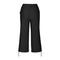 thumbnail image 7 of Nestiefly Cotton Linen Capri Pants for Women Petite Summer Pedal Capris 2026 Elastic High Waist Wide Leg Crop Trouser with Pockets Black M, 7 of 7