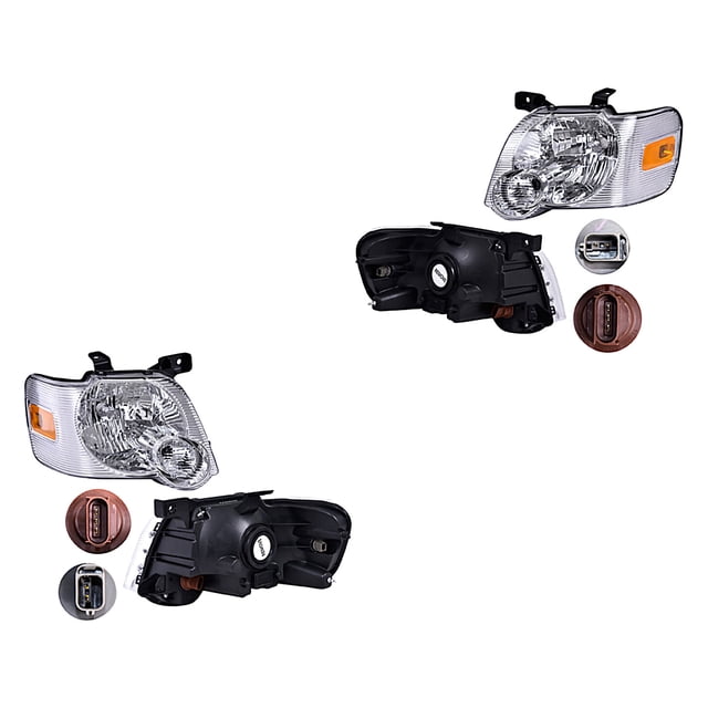 Par de Faros DEPO 2006 A 2010 Ford Explorer Fondo Cromado
