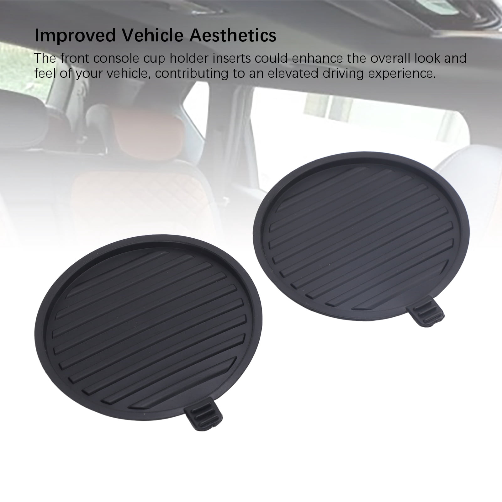 NFTIGB 2 Pcs Front Console Cup Holder Insert JL3Z 1513562 AA Replacement Cup Holder Pad for Ford F150 2017-2021 & Expedition 2018-2021, Automotive Interior Accessories (4.33 inches / 11 cm)