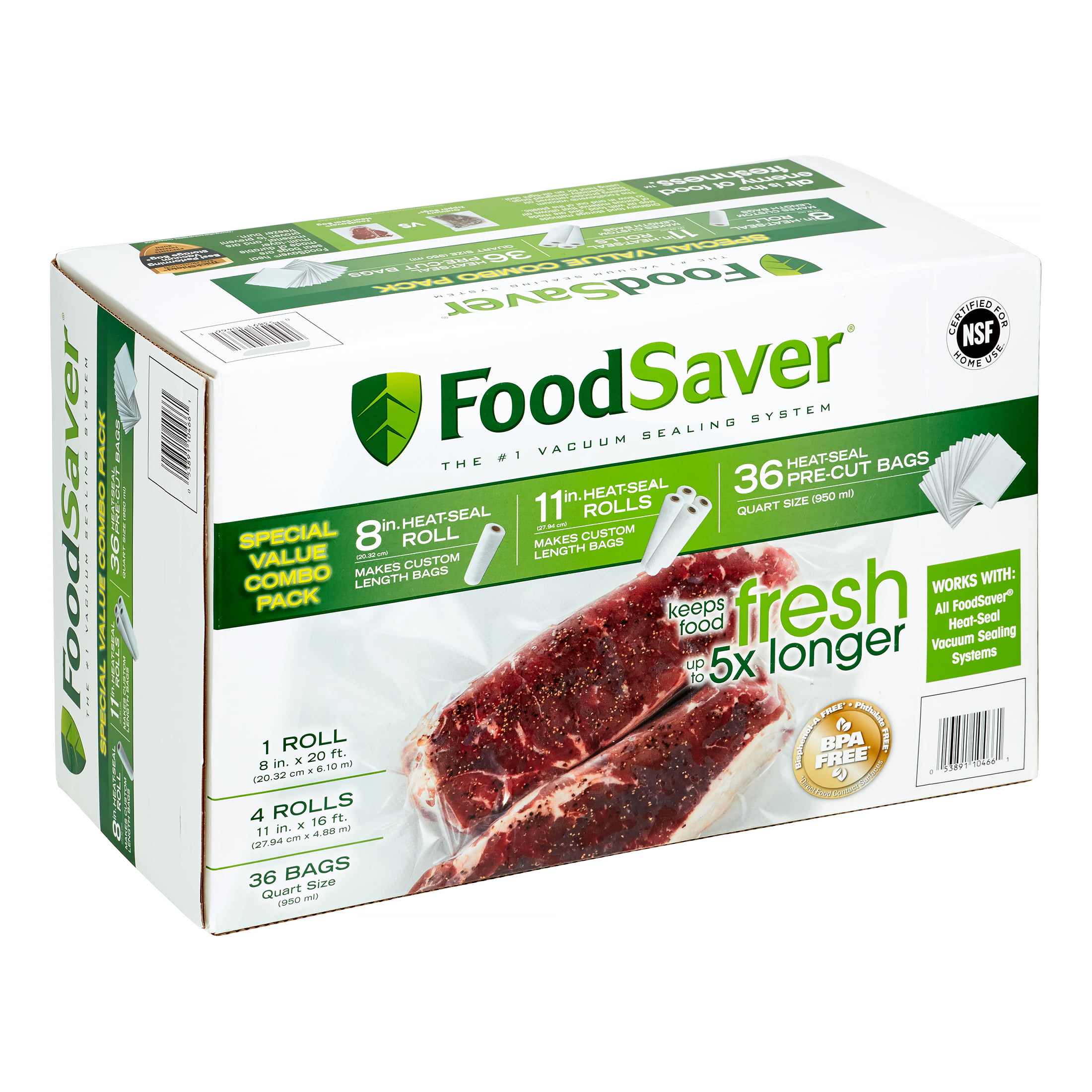 FoodSaver Vacuum Sealer Bag and Roll Combo Precut Bags in 1 Value Pack BPA FREE. 