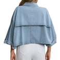 thumbnail image 4 of Womens 3/4 Sleeve Cropped Denim Jackets Casual Button Down Loose Coat with Pockets, 4 of 6