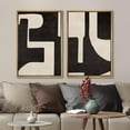 thumbnail image 3 of IDEA4WALL Framed Canvas Print Wall Art Set Black & Beige Geometric Paint Stroke Modern Art Abstract Wall Decoration Bohemian Minimal Artwork for Living Room, Bedroom, Office - 16"x24"x2 Natural, 3 of 5