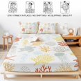 thumbnail image 5 of King Size Fitted Sheet Set - Orange Yellow Coastal 3 Piece Bedding Sets 16" Deep Pocket Fitted Sheet with 2 Pillowcases, Nautical Summer Beach Coral Sea Turtle Brushed Microfiber Hotel Bed Sheets, 5 of 9
