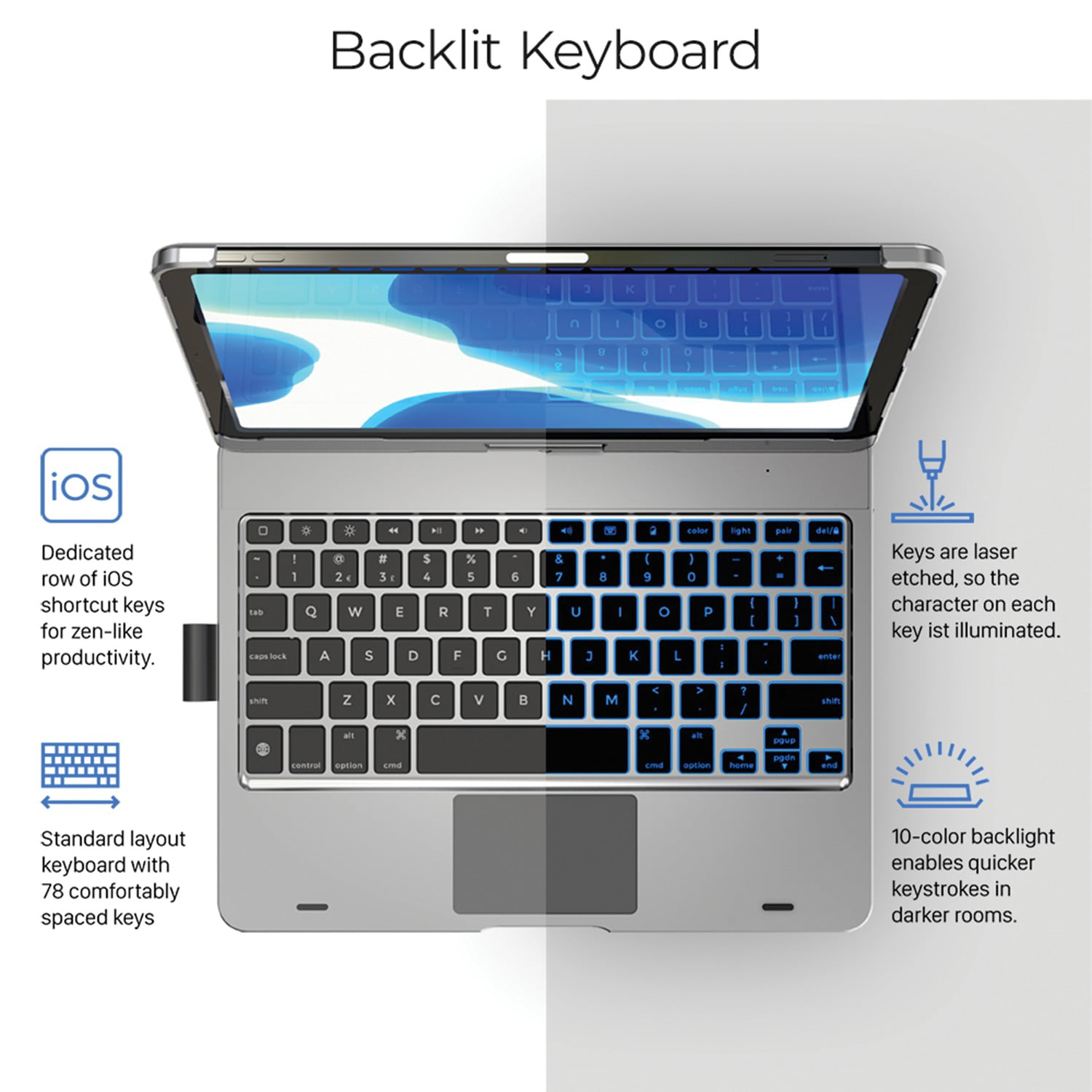 TYPECASE Flexbook Touch Keyboard Case KB201T-110BLK-B-B0 B&H
