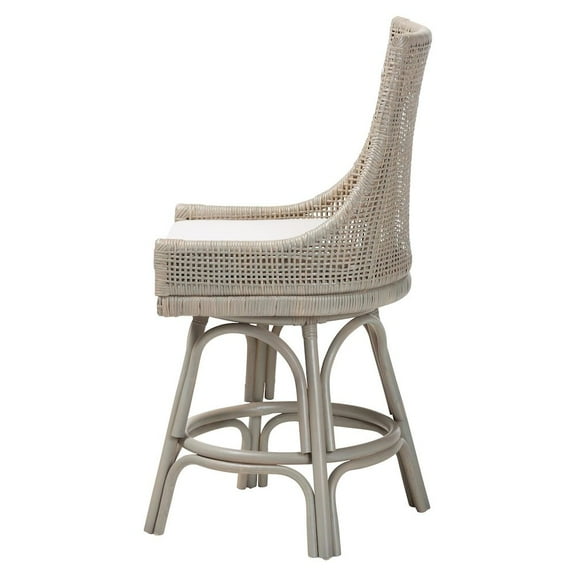 bali & pari Bella Swivel Rattan Counter Stool with Cushion - Grey