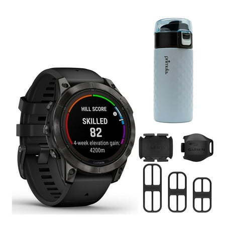 Garmin fenix 7 Pro Sapphire Smartwatch (Gray) Bundle with Sensor and Tumbler