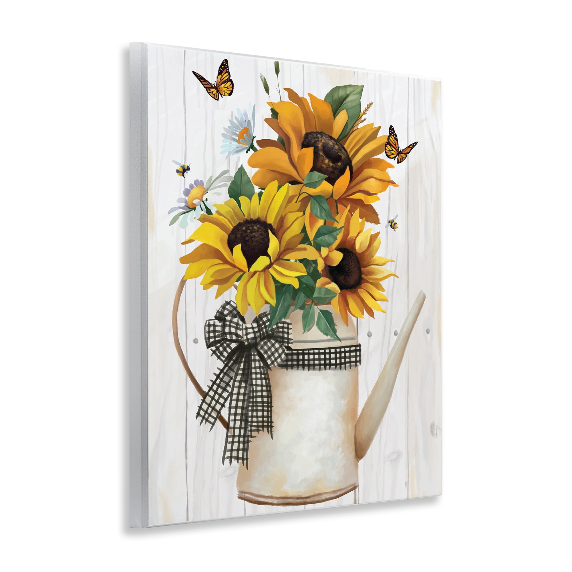 Stupell Industries Sunflower Trio in Watering Can Wall Plaque Art, design by Lucca Sheppard
