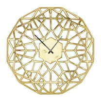 DecMode 24" Gold Aluminum Geometric Wall Clock with Cut Out Design