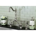 thumbnail image 3 of Kingston Brass KS7758ALBS English Country Kitchen Bridge Faucet with Brass Sprayer, Brushed Nickel, 3 of 4