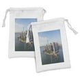 thumbnail image 1 of NYC Scene Fabric Pouch Set of 2, Real Life Image of Downtown Aerial View Panoramic Cityscape Landmark Manhattan, Drawstring Bag for Toiletries Masks and Favors, 9" x 6", Multicolor, by Ambesonne, 1 of 2