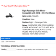 thumbnail image 2 of Right Passenger Side Mirror - Compatible with 2012 - 2014 Ford Focus 2013, 2 of 2