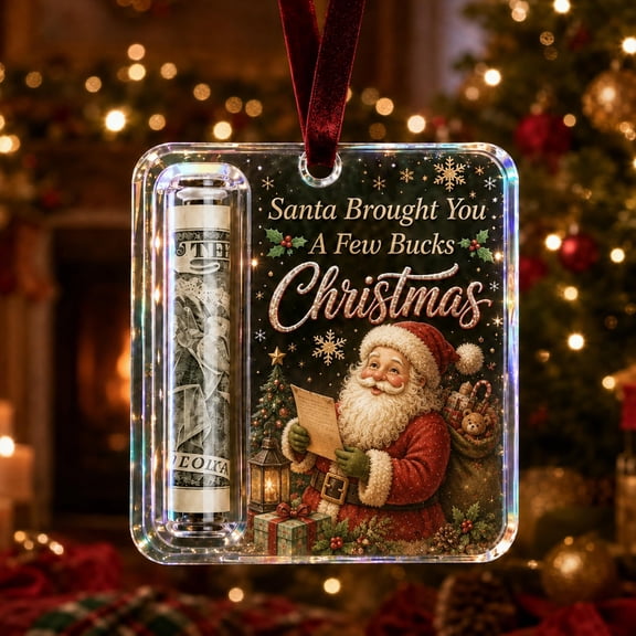New Christmas Cash Gift Ornament, Acrylic Money Holder Ornament for Christmas Tree, Funny Cash Gift Decoration & Holiday Keepsake