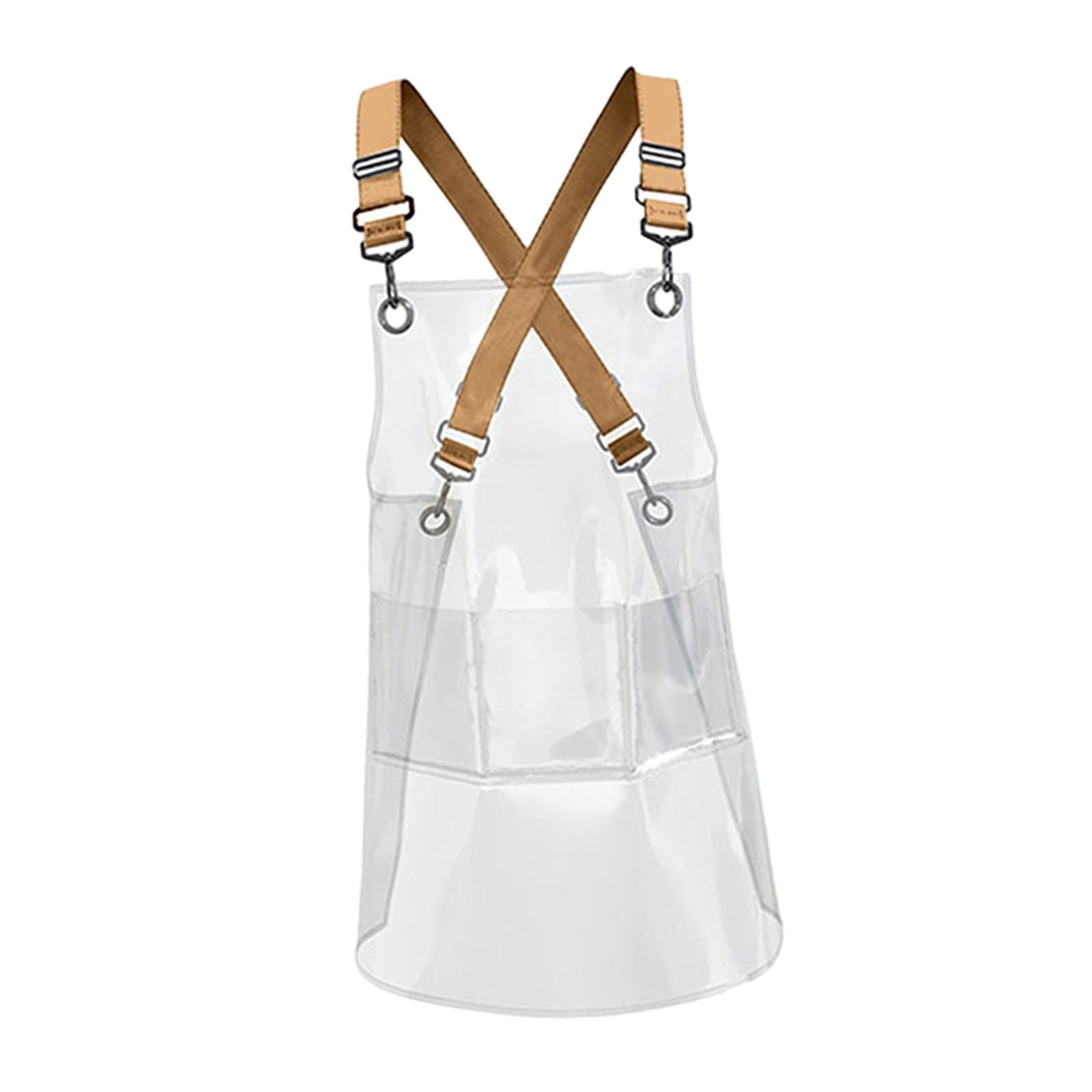 Fiocias Transparent Apron Hair Stylist Apron Gardening Chef Apron with Pocket for Flower Yellow 80cm
