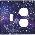 thumbnail image 1 of NICKSUN Galaxy Space Purple Combination Wall Plate, 2 Gang 1 Toggle 1 Duplex Outlet Cover Decorative Switch Plate for Office Home Decor, 4.5 x 4.5 Inch, 1 of 7