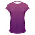 thumbnail image 5 of Women's Gradient Color Transition Knit Short Sleeve Top, Soft Stretchy Crew Neck Pullover Sweater with Breathable Comfort for Casual Daily Wear, Spring Summer Fashion and Versatile Layering Purple M, 5 of 5