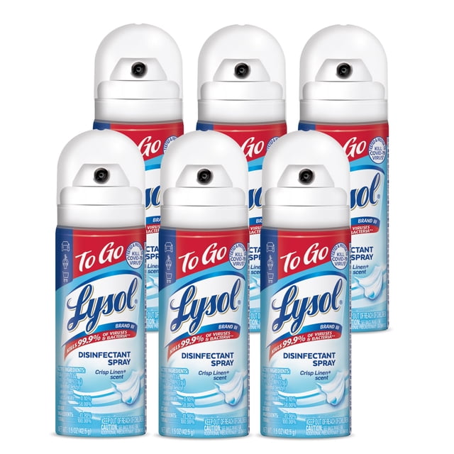 Spray desinfectante Lysol `To Go` Crisp Linen, 44 ml (paquete de 6)