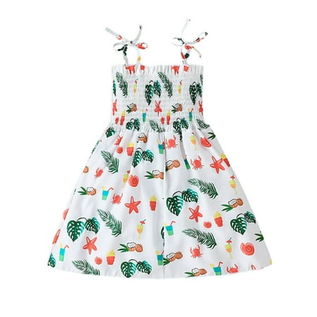 

BULLPIANO Toddler Girl Summer Dress Strap Printed Sling Sundress Midi Dresses Casual Summer Backless Sundress Beach Outfits