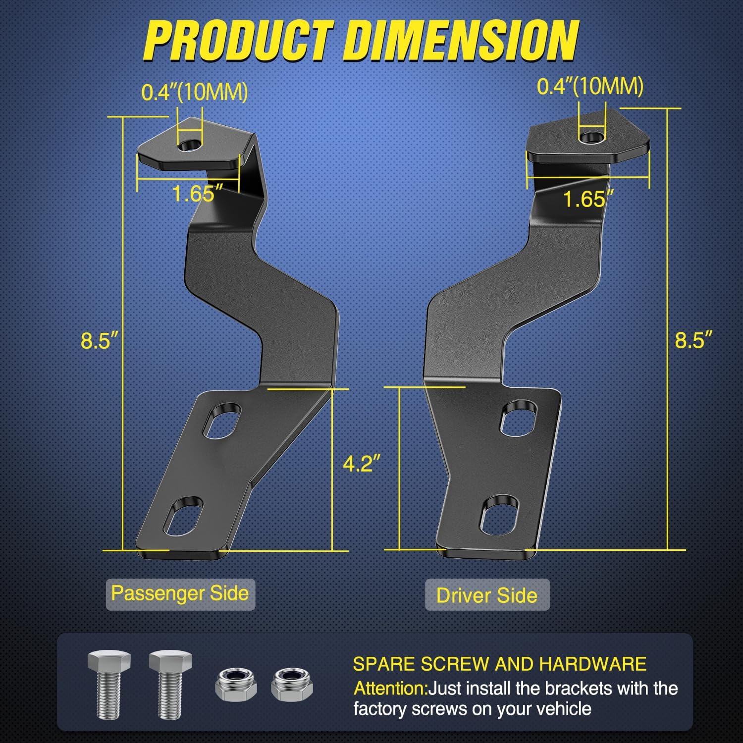Hood Hinge Ditch Light Mount Brackets for Auxiliary off Road LED Work Light Pods Compatible with Toyota Tundra 2014-2021