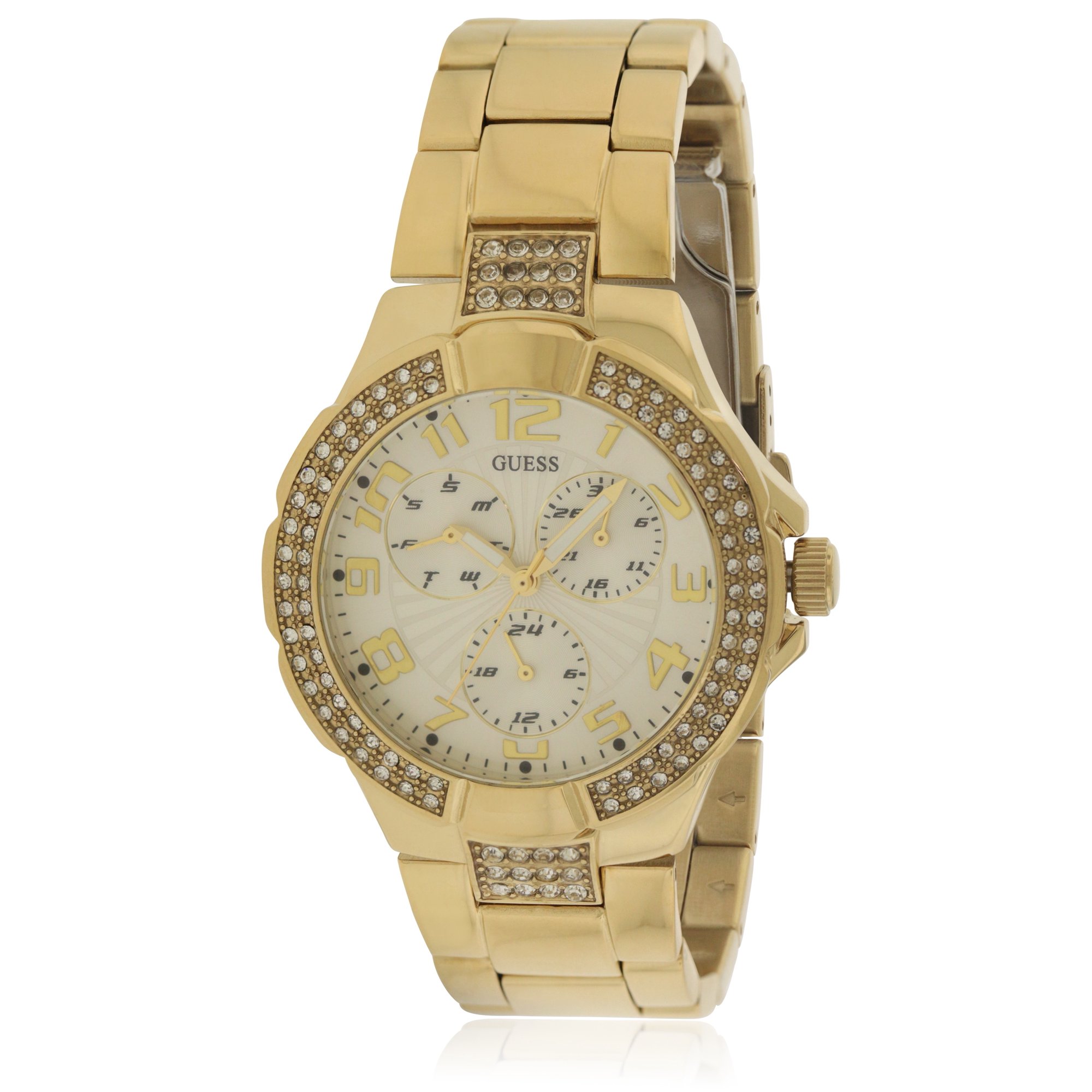 G13537L Women's Silver Dial Yellow Gold Steel Bracelet Crystal Watch