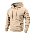 thumbnail image 3 of UDAUDU Mens Casual Hooded Collar Drawstring Hoodies Pullover Sweatshirts Fall Winter Long Sleeve Pullover Shirts Khaki S, 3 of 7