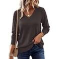 thumbnail image 3 of PRETTYGARDEN Women's V Neck Sweaters Fall Casual Long Sleeve Classic Pullover Cozy Knit Tops Loose Basic Winter Clothing, 3 of 8