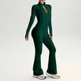 thumbnail image 2 of LIUJUNSHOP Women 2 Piece Outfits Tracksuit Set Long Sleeve Full Zipper Crop Jacket and Flare Pants Workout Set With Pockets Green L, 2 of 6