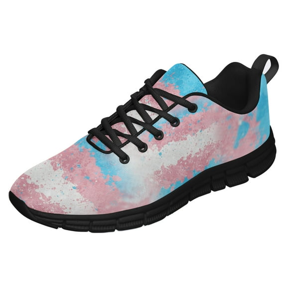 Transgender Pride Flag Art Shoes for Men Women Running Sneakers Breathable Casual Sport Tennis Shoes Gift for Him Her Black Size 3.5