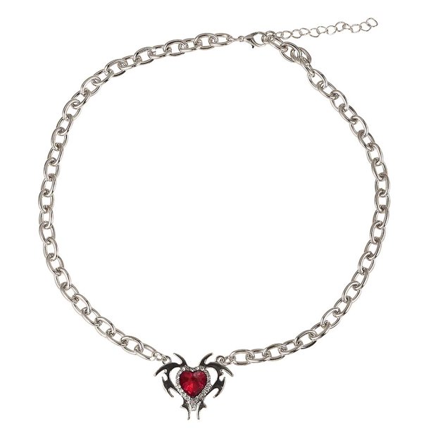 Collares con colgante de corazón Collares con colgante de amor de circón Collares de cadena gruesa