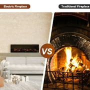 Mondawe 36 Electric Fireplace Inserts Recessed and Wall Mounted, Fireplace with Remote Control and Adjustable Flame Color, 750/1500W, Black