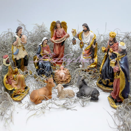 Christmas Nativity Set Scene Figures Polyresin Figurines Baby Jesus - 11 PIECE SET Nacimiento