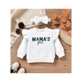 thumbnail image 5 of Qmyliery Baby Girl Skirt Suit Letter Sweater + Button Hem Skirt + Headband Fashion, 5 of 9