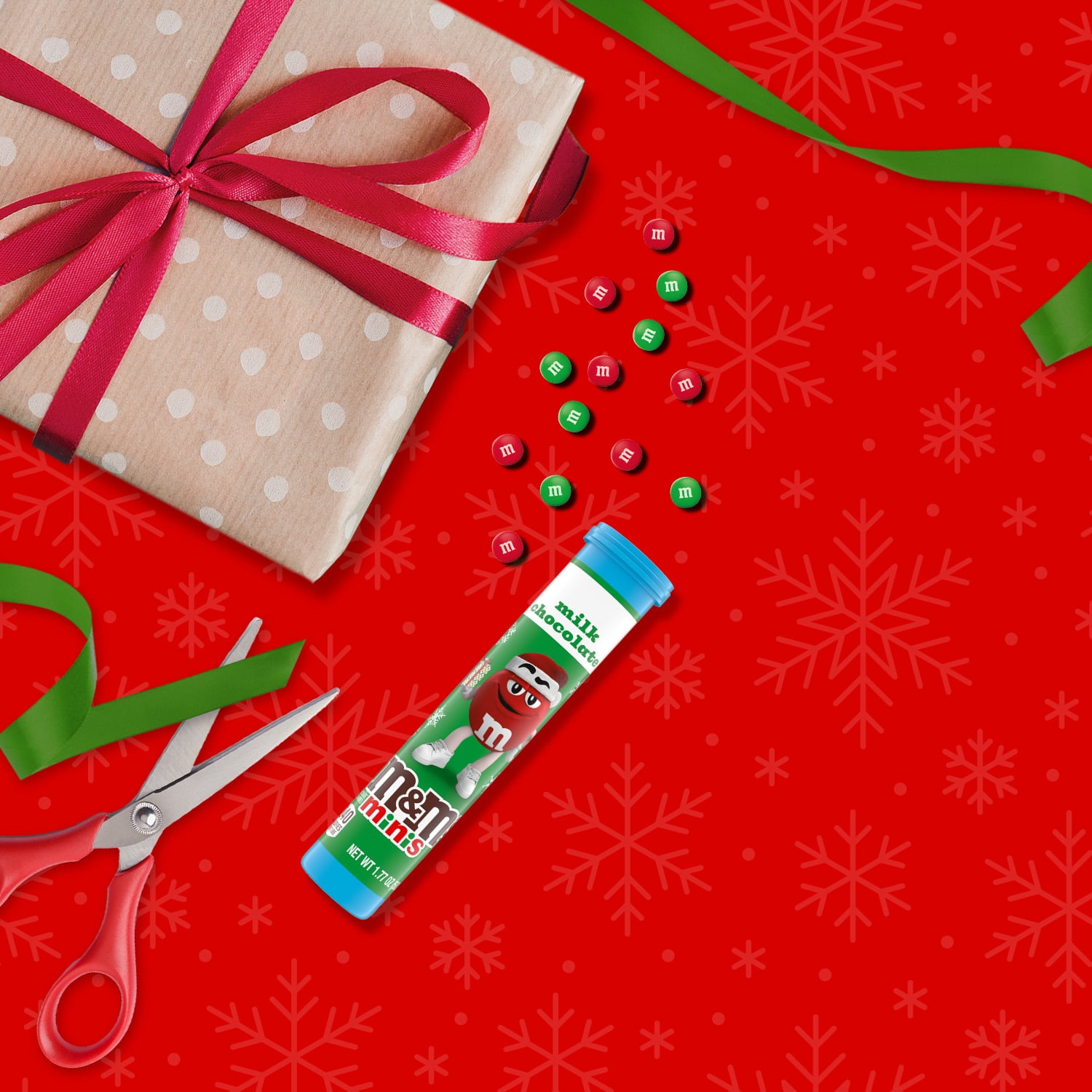 (2 pack) M&M's Minis Milk Chocolate Mega Christmas Tube - 1.77 oz