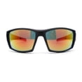 thumbnail image 2 of Locs Color Mirror Sport Biker Style Wrap Around Matte Black Sunglasses Orange Mirror, 2 of 4