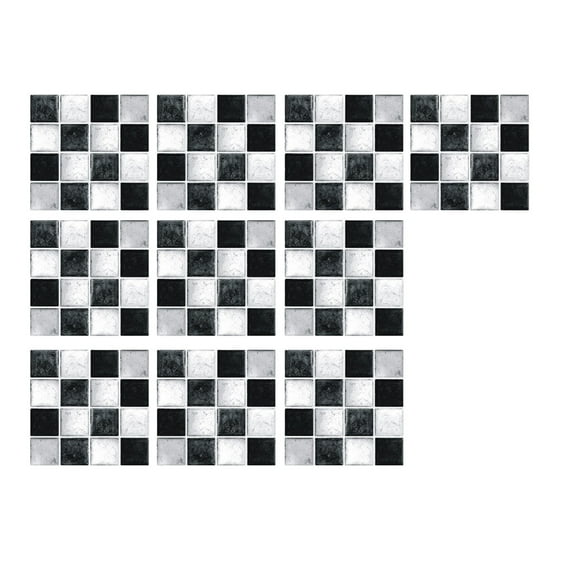 Peel and Stick Backsplash 10-Sheet Mosaic 3D Backsplash Wall Tiles PVC Stick on Tiles Backsplash for Kitchen Peel and Stick Backsplash Tiles for Bathroom Kitchen 4"x4" Black and White