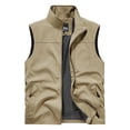 thumbnail image 5 of Zysthvn Casual Jackets for Men Lightweight Full Zip Cargo Fall Men Vest with Pockets Outdoor Lapel Solid Vests, Khaki L, 5 of 10