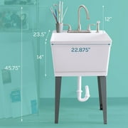 Tehila 19 Gallon Utility Sink with Stainless Steel High Rise Kitchen Faucet 6501