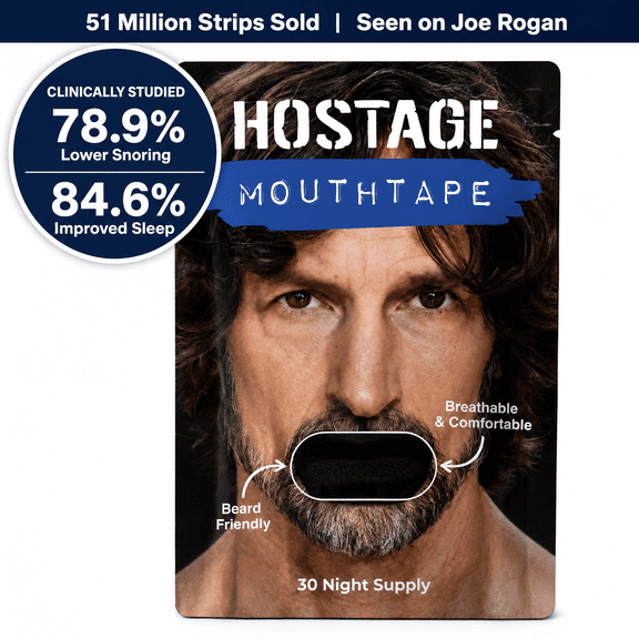 Hostage Tape - Mouth Tape for Sleeping 30 Count, Beard Friendly, Anti Snoring, CPAP Friendly