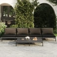 thumbnail image 1 of vidaXL 5 Piece Garden Lounge Set with Cushions Poly Rattan Dark Grey, 1 of 4