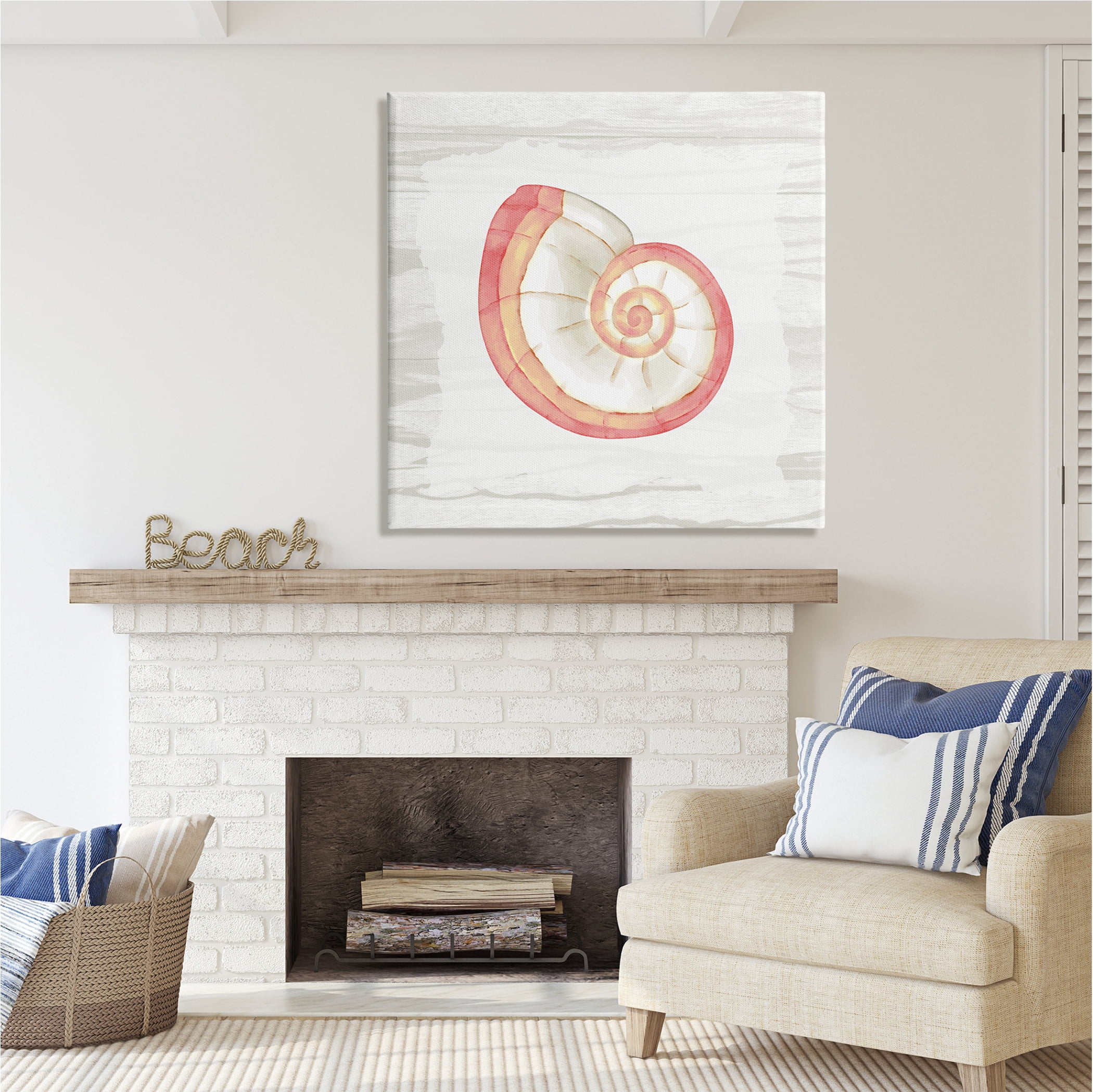 Stupell Industries Patterned Nautilus Shell Animals & Insects Painting Gallery Wrapped Canvas Print Wall Art, 36 x 36
