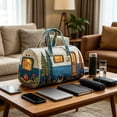 thumbnail image 6 of Printed Travel Duffel Bag, Large Capacity Overnight Bag With Shoulder Strap And Easy Carry Handles, Lightweight Weekend Tote Organizer, For Road Trips Travel Sports, 6 of 8