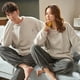 thumbnail image 2 of Pijamas de pareja de otoño e invierno con forro polar grueso y cálido de coral para mujer, conjunto de ropa de invierno para el hogar con bonitos dibujos animados para hombre, 2 of 6