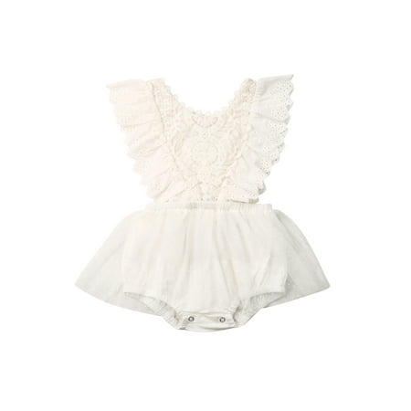 

Farrubbyine8 Newborn Baby Girl Infant Lace Romper Bodysuit Outfits Sunsuit