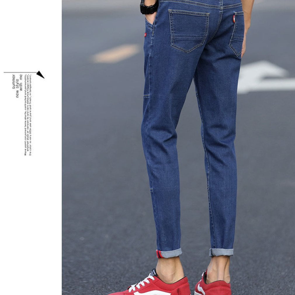 Zippers Closure Denim Jeans Blue 