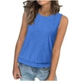 thumbnail image 4 of GaThRRgYP Summer Tops for Girls,Women's Loose Casual Solid Color Round Neck Sleeveless Top Blue M, 4 of 9