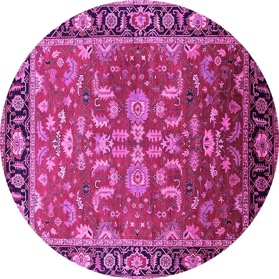 Ahgly Company Indoor Round Oriental Pink Traditional Area Rugs, 5' Round