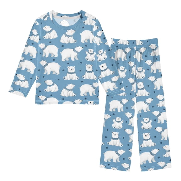 Polar Bear Cozy Soft Long Sleeves Top and Pants 2 Piece Cool Pjs Pajamas Set Sleepwear Size 3-11Y