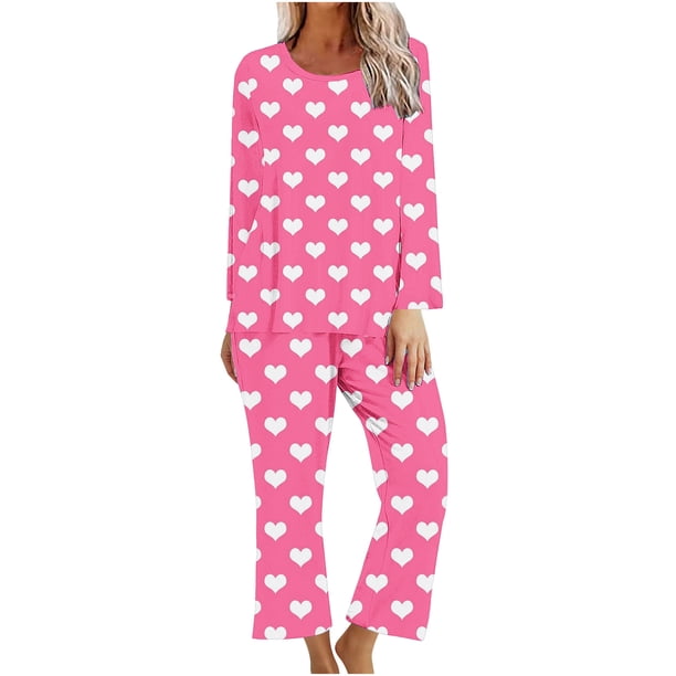 Puntoco Conjunto de pijama con pantalón y parte superior informal con estampado navideño para mujer