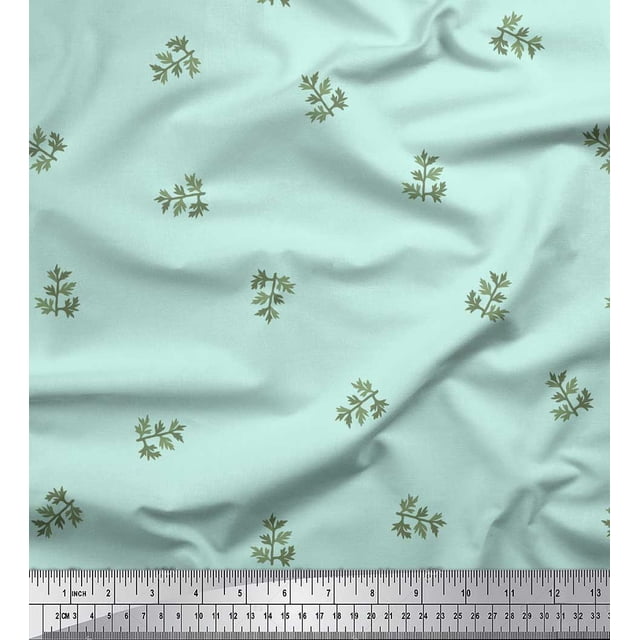 Soimoi Green Poly Georgette Fabric Leaf Leaves Fabric Prints By Yard 42 Inch Wide